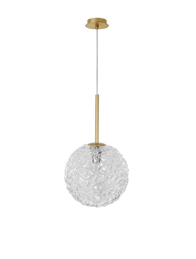 MIRANO Clear Structured Glass & Brushed Gold Steel E27 1x12 Watt 230 Volt IP20 Bulb Excluded D: 30 H1: 51.5 H2: 180 cm