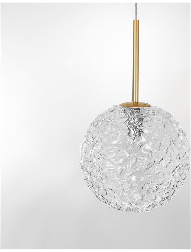 MIRANO Clear Structured Glass & Brushed Gold Steel E27 1x12 Watt 230 Volt IP20 Bulb Excluded D: 30 H1: 51.5 H2: 180 cm