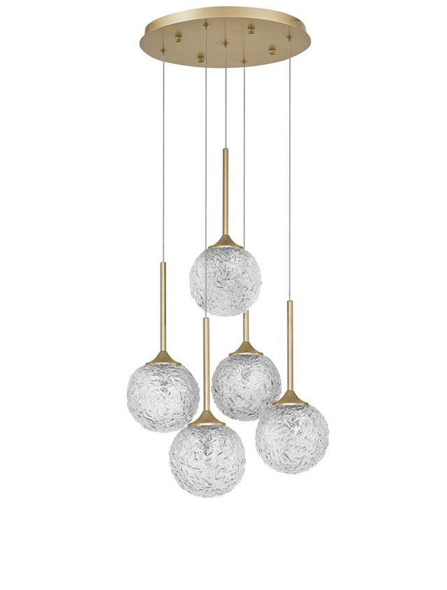 MIRANO Clear Structured Glass & Brushed Gold Steel LED G9 5x5 Watt 230 VoltIP20 Bulb Excluded D: 42 H: 180 cm