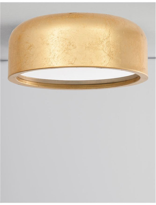 PERLETO Metal & Acrylic Diffuser Gold Leaf Outside Matt White Inside LED E27 2x12 Watt 230 Volt IP20 Bulb Excluded D: 35 H: 13 cm