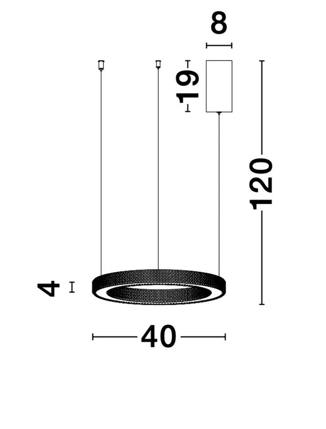 FIORE Antique Gold Brass Aluminium & Acrylic LED 40 Watt 230 Volt 2139Lm 3000K IP20 40 D: 40 H1: 4 H2: 120 cm