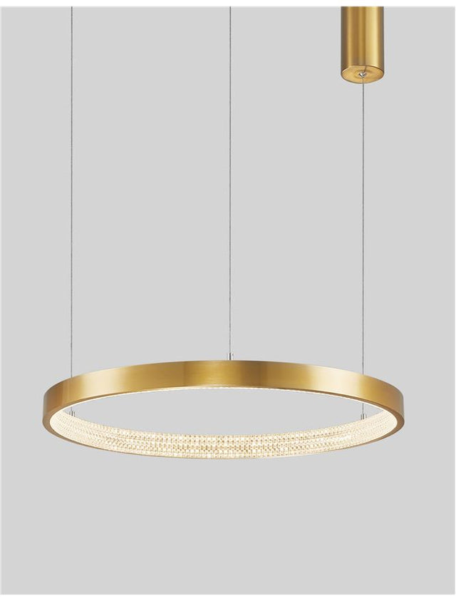 PRESTON Antique Gold Brass Aluminium & Acrylic LED 37 Watt 230 Volt 2264Lm 3000K IP20 D: 60 H1: 4 H2: 120 cm