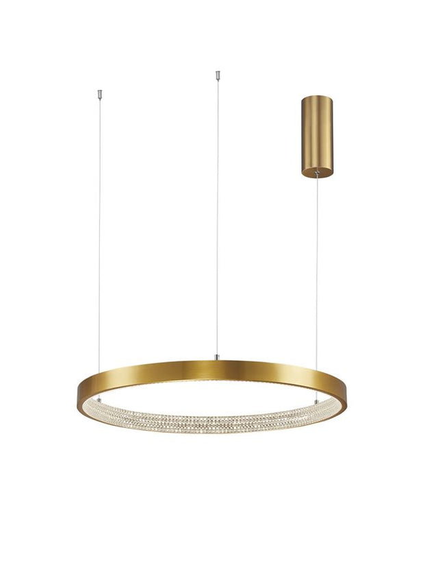 PRESTON Antique Gold Brass Aluminium & Acrylic LED 37 Watt 230 Volt 2264Lm 3000K IP20 D: 60 H1: 4 H2: 120 cm