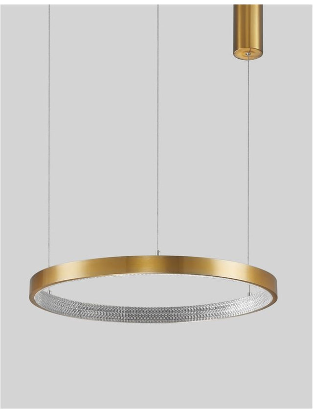 PRESTON Antique Gold Brass Aluminium & Acrylic LED 37 Watt 230 Volt 2264Lm 3000K IP20 D: 60 H1: 4 H2: 120 cm