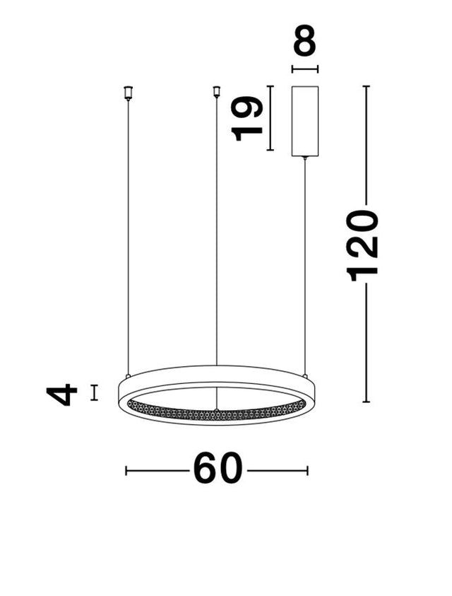 PRESTON Antique Gold Brass Aluminium & Acrylic LED 37 Watt 230 Volt 2264Lm 3000K IP20 D: 60 H1: 4 H2: 120 cm