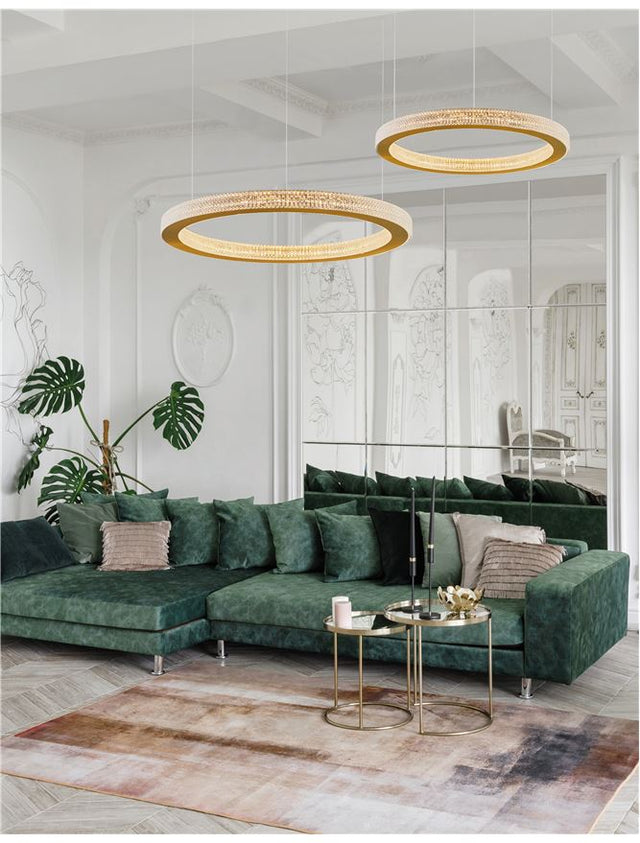 FIORE Antique Gold Brass Aluminium & Acrylic LED 60 Watt 230 Volt 3530Lm 3000K IP20 D: 60 H1: 4 H2: 120 cm