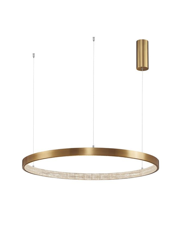 PRESTON Antique Gold Brass Aluminium & Acrylic LED 50 Watt 230 Volt 2727Lm 3000K IP20 D: 80 H1: 4 H2: 120 cm