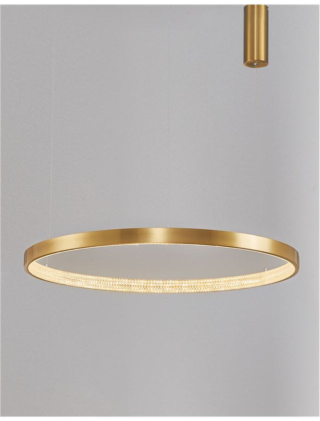 PRESTON Antique Gold Brass Aluminium & Acrylic LED 50 Watt 230 Volt 2727Lm 3000K IP20 D: 80 H1: 4 H2: 120 cm