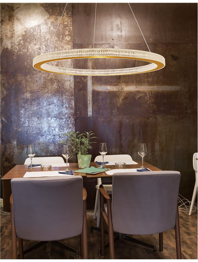 FIORE Antique Gold Brass Aluminium & Acrylic LED 80 Watt 230 Volt 4452Lm 3000K IP20 D: 80 H1: 4 H2: 120 cm