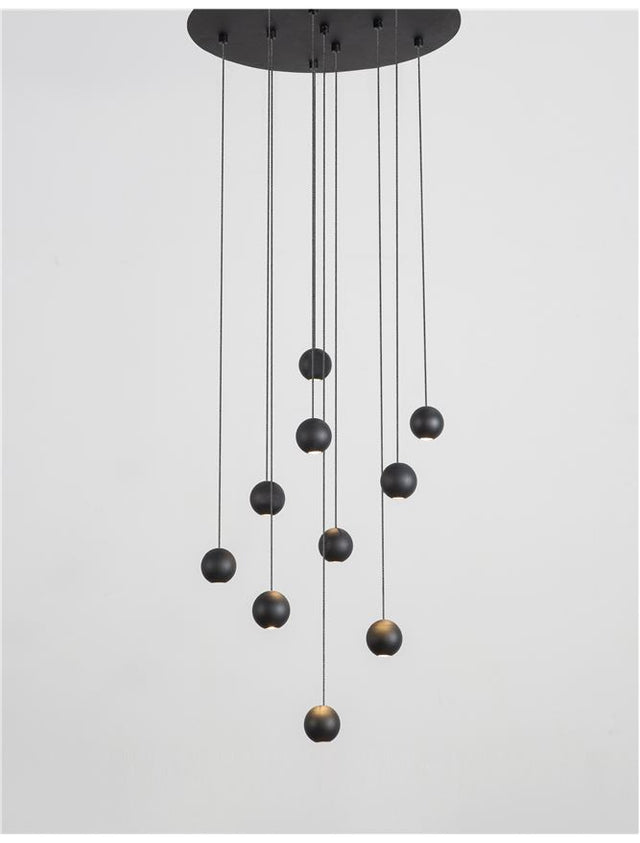 NOCCI Black Aluminium Black Fabric Wire LED 10x4.5 Watt 230 Volt 1860Lm 3000K IP20 D: 40.5 H:150 cm