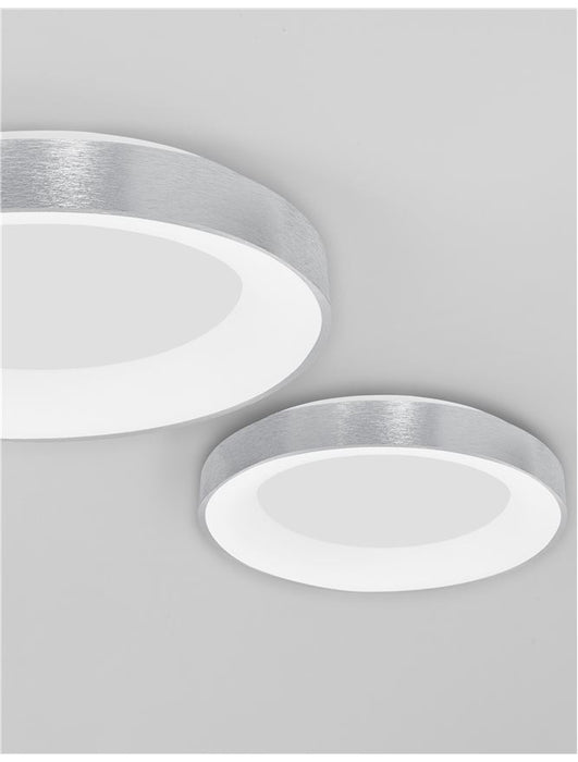 RANDO THIN Brushed Silver Aluminium & Acrylic LED 50 Watt 230 Volt 3250Lm 3000K IP20 D: 60 H: 9 cm