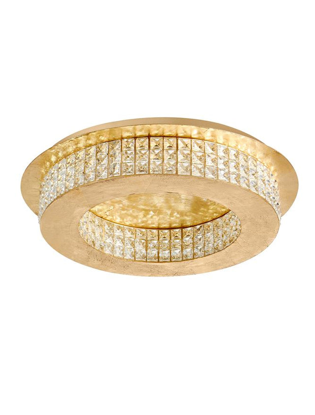 ZEFFARI Golden Leaf Aluminium & K9 Crystal LED 40 Watt 230 Volt 2400Lm 4000K IP20 D: 50 H: 10.7 cm