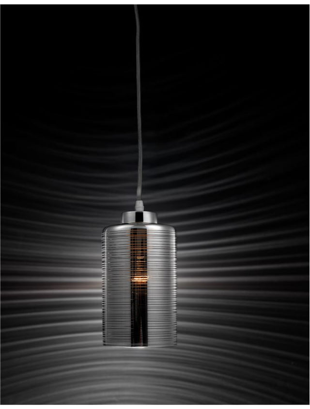 BLAKE Smoke Glass Chrome Aluminium LED E27 1x12 Watt 230 Volt IP20 Bulb Excluded D: 12 H1: 22 H2: 120 cm