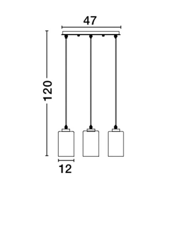 BLAKE Smoke Glass Chrome Aluminium LED E27 3x12 Watt 230 Volt IP20 Bulb Excluded L: 47 W: 12 H: 120 cm