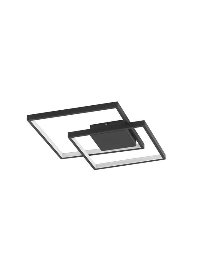 PORTO Sandy Black Steel Aluminium & Acrylic LED 30 Watt 230 Volt 2030Lm 3000K IP20 L: 42.5 W: 42.5 H: 6 cm