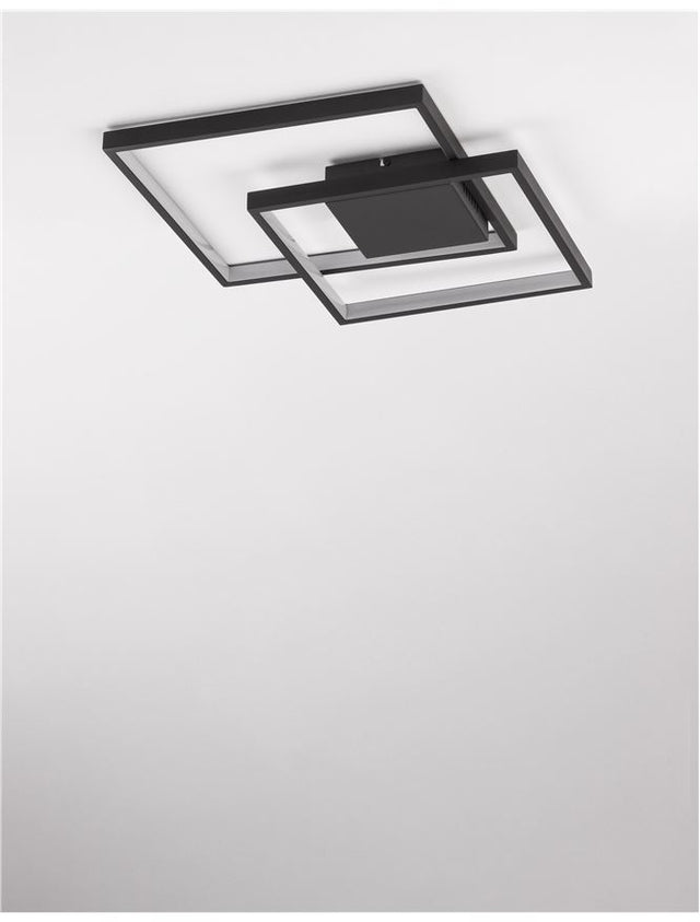 PORTO Sandy Black Steel Aluminium & Acrylic LED 30 Watt 230 Volt 2030Lm 3000K IP20 L: 42.5 W: 42.5 H: 6 cm