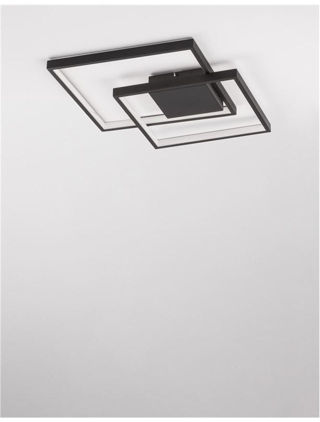 PORTO Sandy Black Steel Aluminium & Acrylic LED 30 Watt 230 Volt 2030Lm 3000K IP20 L: 42.5 W: 42.5 H: 6 cm