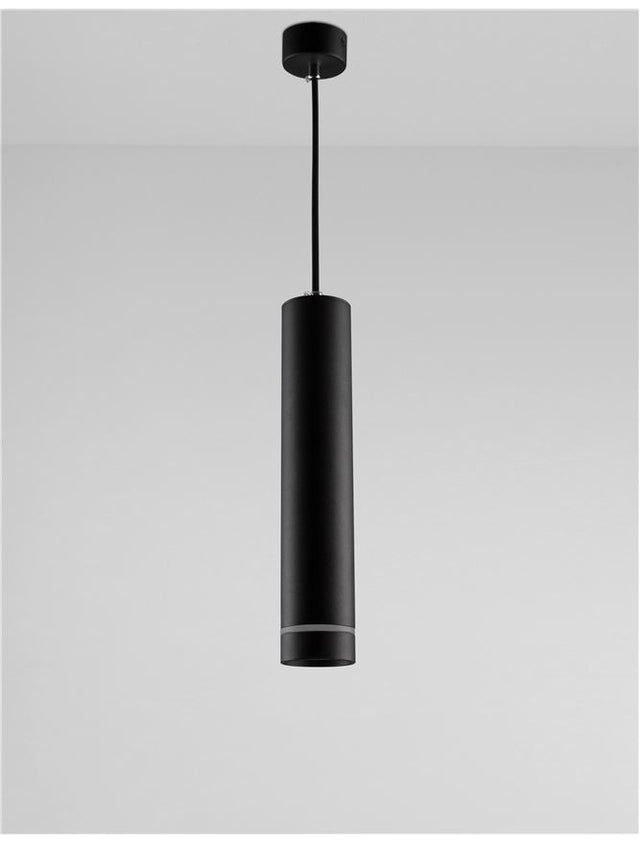 ESCA Sandy Black Aluminium & Acrylic LED GU10 1x10 Watt IP20 220-240 Volt Bulb Excluded D: 6 H1: 30 H2: 150 cm