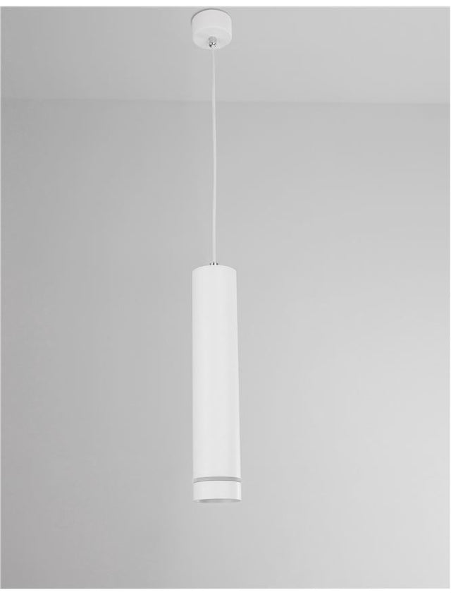 ESCA Sandy White Aluminium & Acrylic LED GU10 1x10 Watt IP20 220-240 Volt Bulb Excluded D: 6 H1: 30 H2: 150 cm