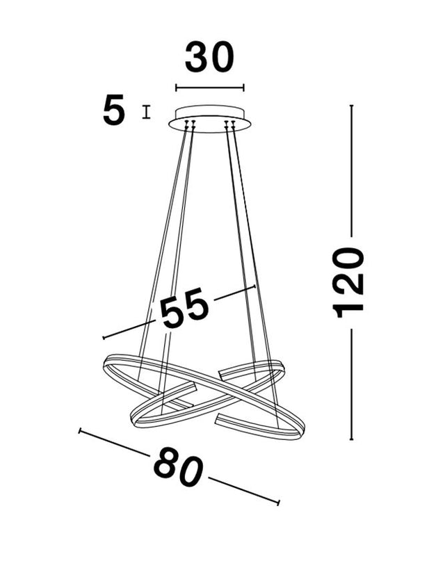 TORRENTE Sandy Black Aluminium & Acrylic Adjustable LED 55 Watt 230 Volt 2475Lm 3000K IP20 D: 80 W: 40 H: 120 cm Dimmable