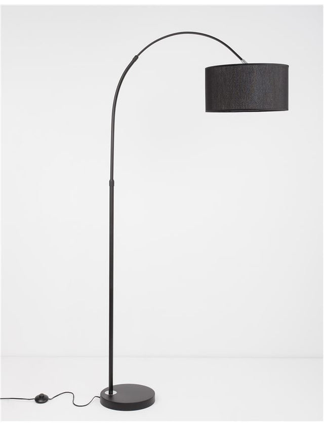 SAMA Black Fabric Shade Black Aluminium Base LED E27 1x12 Watt 230 Volt IP20 Bulb Excluded L: 90 H: 180 cm