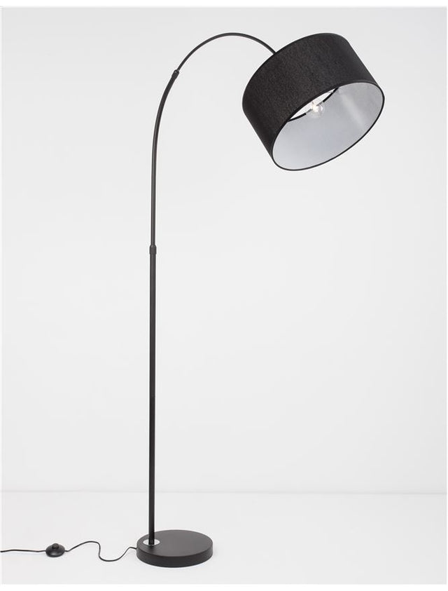 SAMA Black Fabric Shade Black Aluminium Base LED E27 1x12 Watt 230 Volt IP20 Bulb Excluded L: 90 H: 180 cm