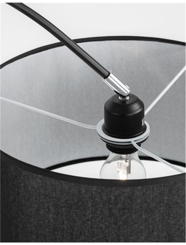 SAMA Black Fabric Shade Black Aluminium Base LED E27 1x12 Watt 230 Volt IP20 Bulb Excluded L: 90 H: 180 cm