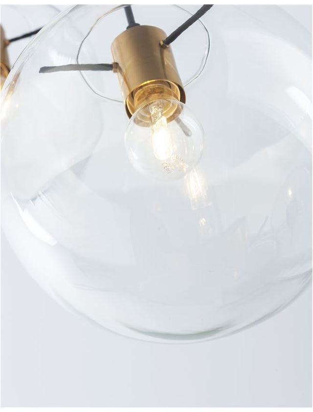 MIRALE Clear Glass & Gold Metal Black PVC Wire LED E27 3x12 Watt 230 Volt IP20 Bulb Excluded D: 42.5 H1: 59 H2: 170 cm