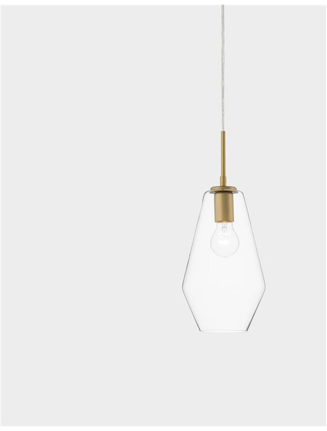 PRISMA Gold Metal Clear Glass LED E27 1x12 Watt 230 Volt IP20 Bulb Excluded D: 17 H1: 40 H2: 120 cm