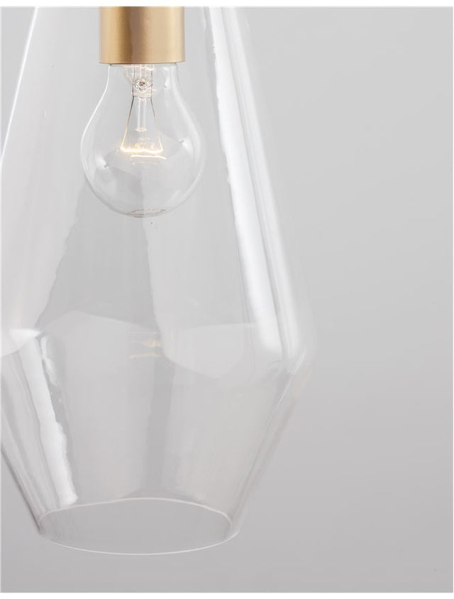 PRISMA Gold Metal Clear Glass LED E27 1x12 Watt 230 Volt IP20 Bulb Excluded D: 17 H1: 40 H2: 120 cm