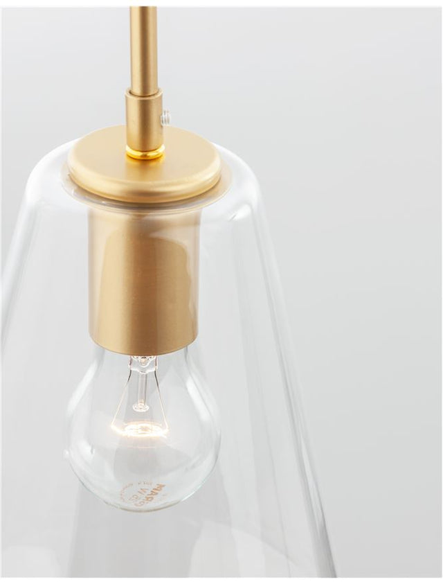 PRISMA Gold Metal Clear Glass LED E27 1x12 Watt 230 Volt IP20 Bulb Excluded D: 17 H1: 40 H2: 120 cm