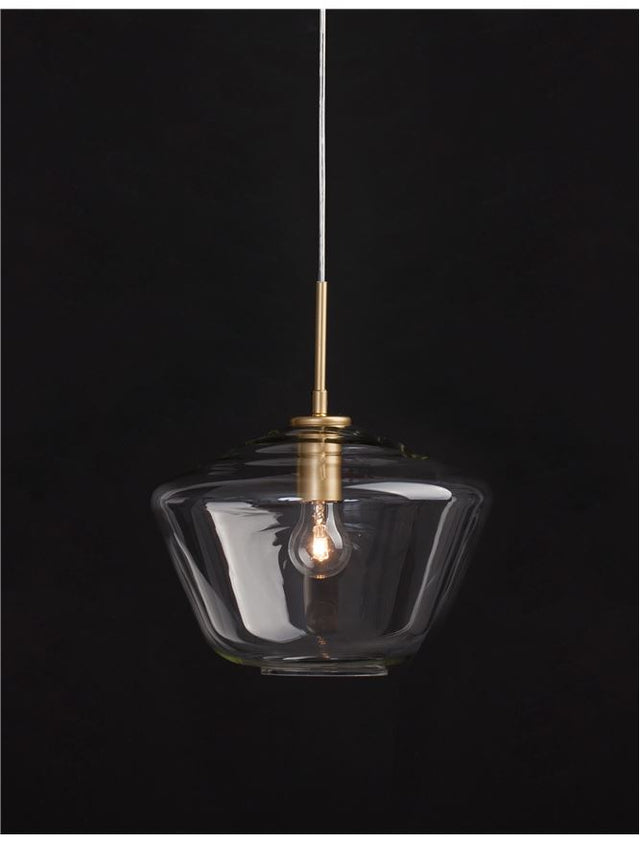 PRISMA Clear Glass Gold Metal LED E27 1x12 Watt 230 Volt IP20 Bulb Excluded D: 30 H1: 34 H2: 124 cm