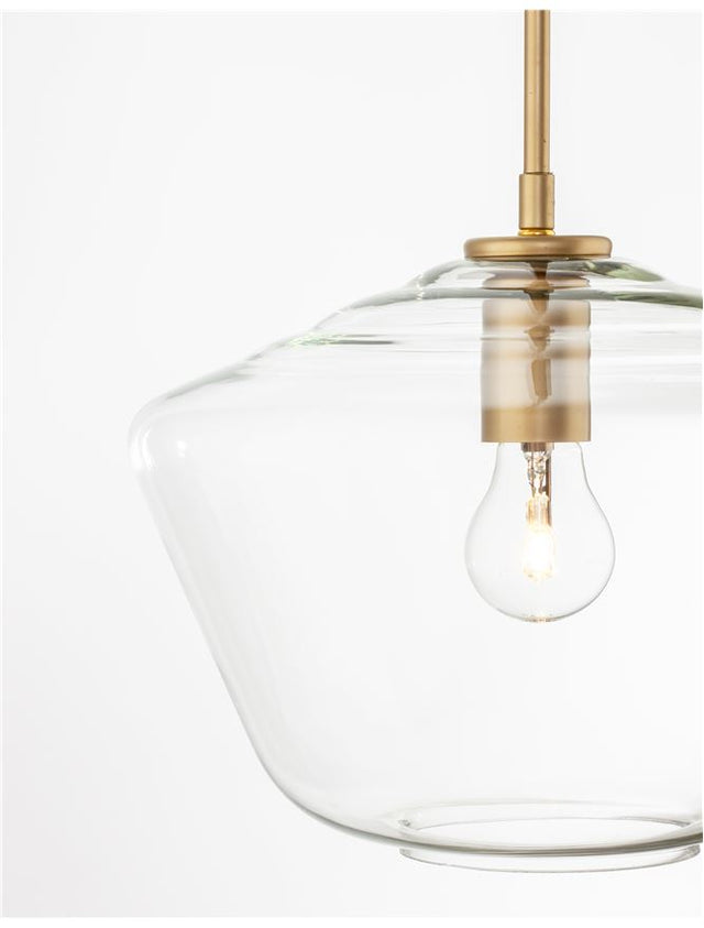 PRISMA Clear Glass Gold Metal LED E27 1x12 Watt 230 Volt IP20 Bulb Excluded D: 30 H1: 34 H2: 124 cm