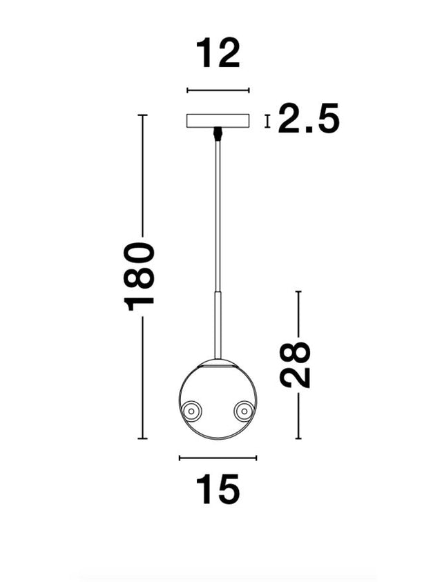 SPADA Gold Metal & Chrome Glass Black PVC Wire LED E27 1x12 Watt 230 Volt IP20 Bulb Excluded D: 15 H1: 28 H2: 180 cm