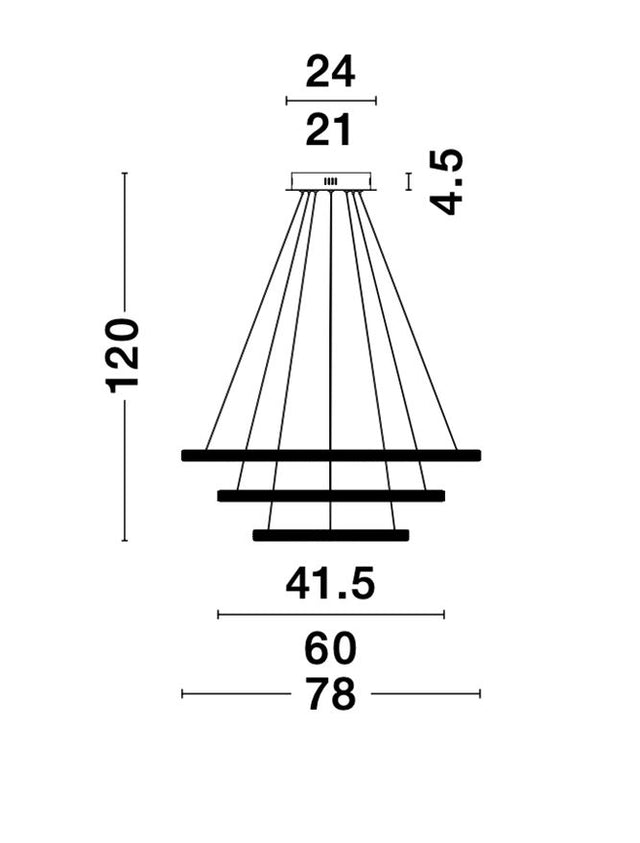 NAGER Dimmable Sandy Black Aluminium & Acrylic LED 62 Watt 230 Volt 3586Lm 3000K IP20 D1: 78 D2: 60 D3: 41.5 H: 120 cm