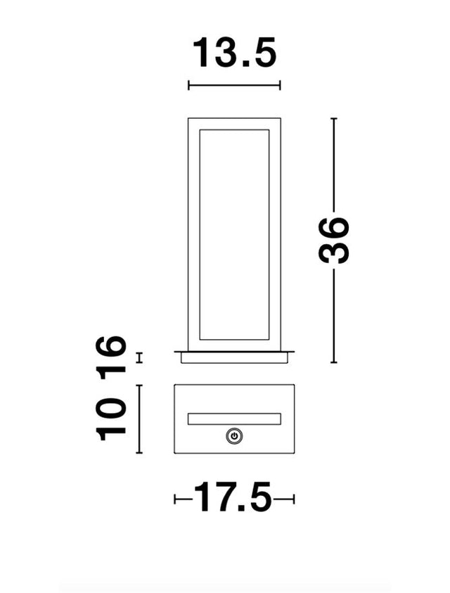 WENNA Matt Black Aluminium & Acrylic 3 Step Touch Dimmable LED 12 Watt 230 Volt 750Lm 3000K IP20 L: 17.5 W: 10 H: 36 cm