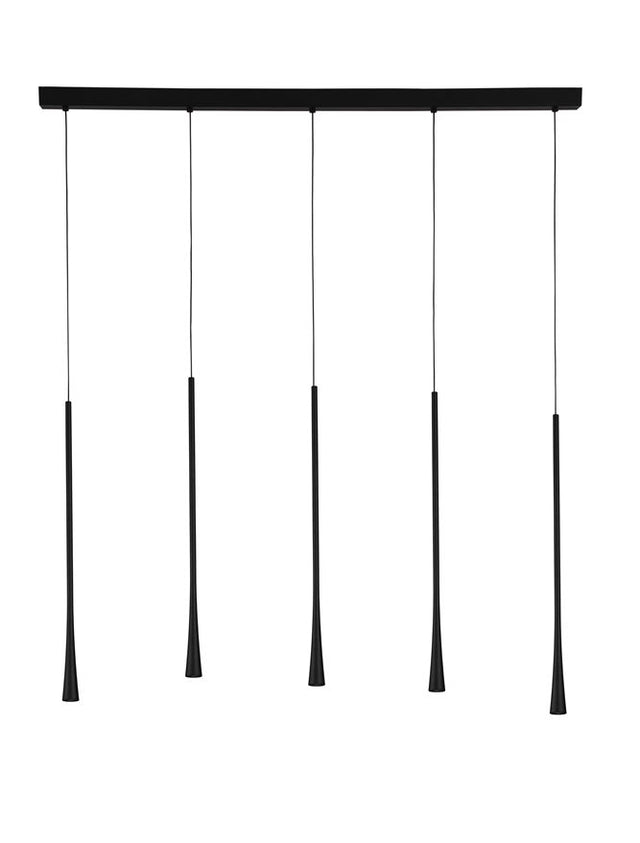 GOCCIO Black Aluminium & Steel Black Fabric Wire LED 5x7 Watt 230 Volt 1065Lm 3000K IP20 L: 110 W: 4.5 H1: 60 H2: 160 cm