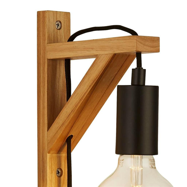 WOODY 1LT WALL LIGHT, BLACK AND ASH WOOD