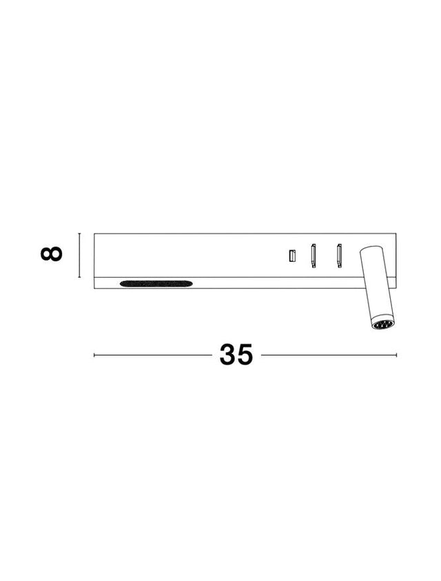 VIDA Sandy White Metal Adjustable - Switch On/Off USB Charger LED Cree 230 Volt 3000K Backlight 5 Watt 350Lm Reader 1x3 Watt 210Lm IP20 L: 35 W: 10 H: 8 cm