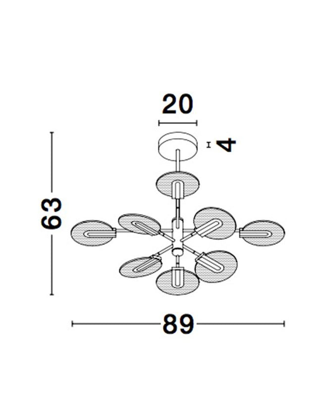 GENTI Black & G old Aluminium & Acrylic LED 56 Watt 230 Volt 3605Lm 3000K IP20 D: 89 H: 63 cm