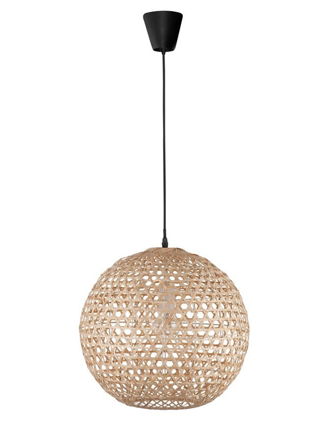 MELODY Natural Bamboo Black Fabric Wire & Base LED E27 1x12W IP20 Bulb Excluded D: 40 H1: 37 H2: 250 cm