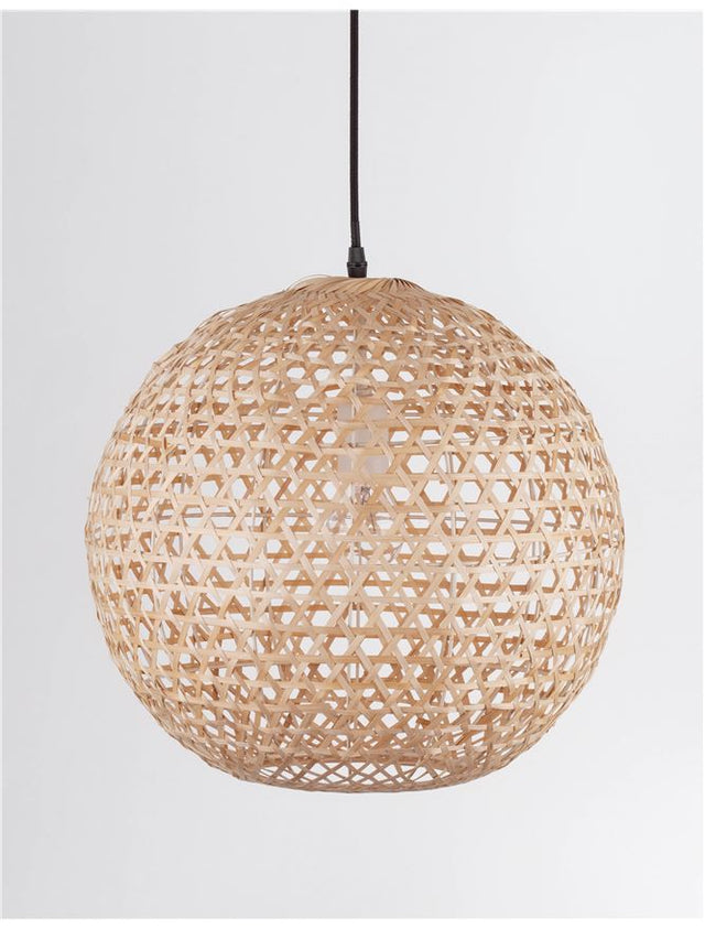 MELODY Natural Bamboo Black Fabric Wire & Base LED E27 1x12W IP20 Bulb Excluded D: 40 H1: 37 H2: 250 cm