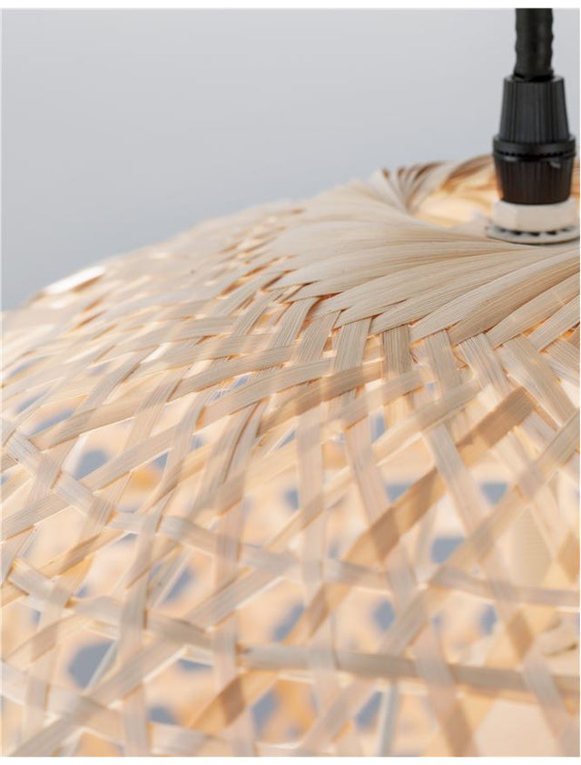 MELODY Natural Bamboo Black Fabric Wire & Base LED E27 1x12W IP20 Bulb Excluded D: 40 H1: 37 H2: 250 cm