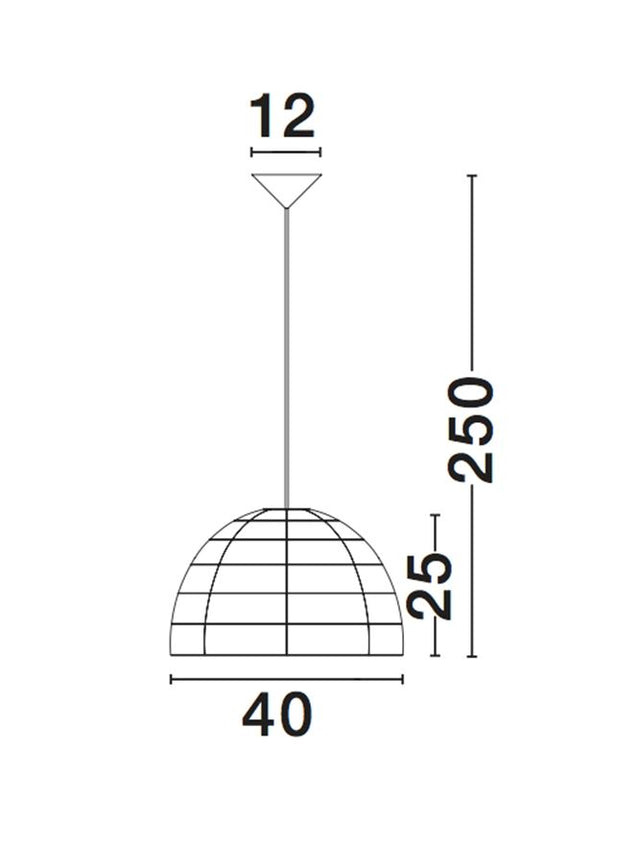 MELODY Natural Ratan Black Fabric Wire & Base LED E27 1x12W IP20 Bulb Excluded D: 40 H1: 25 H2: 250 cm