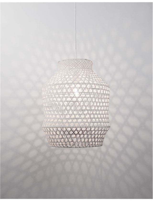 MIA Pendant light, Metal & Bamboo, White wash colour, D:35*44*250