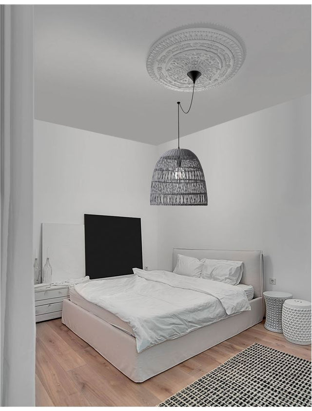 DESTIN Pendant light, Iron & Rattan, Grey colour, D:46.5*46*250