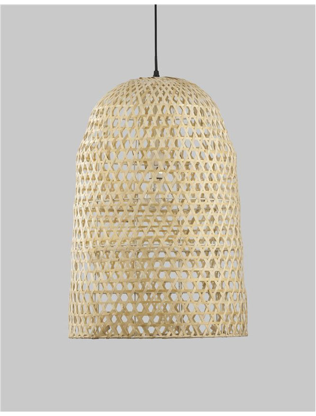 AURORA Natural Bamboo Black Fabric Wire & Base LED E27 1x12W Bulb Excluded D: 40.5 H1: 58.5 H2: 250 cm