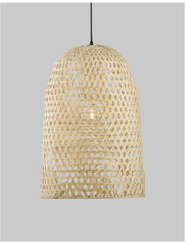 AURORA Natural Bamboo Black Fabric Wire & Base LED E27 1x12W Bulb Excluded D: 40.5 H1: 58.5 H2: 250 cm