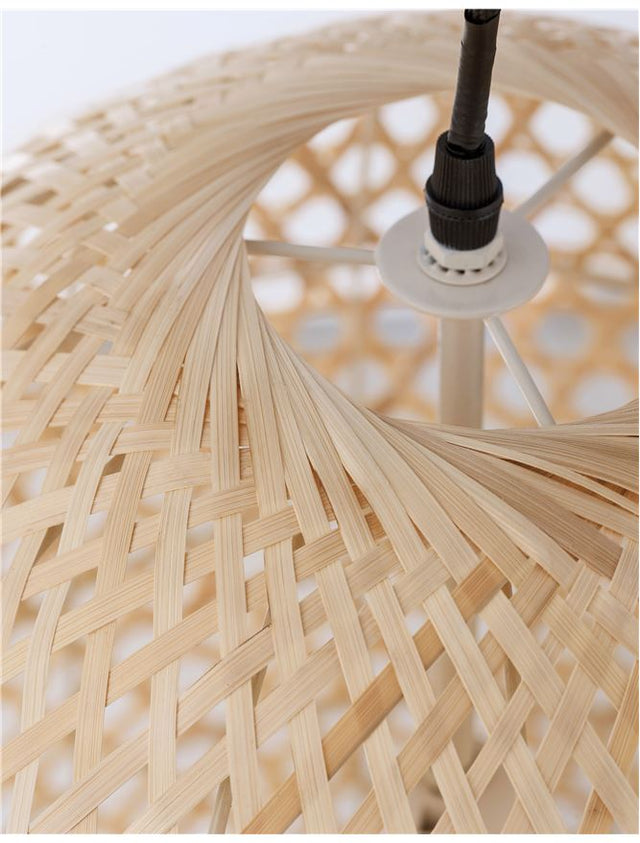 AURORA Natural Bamboo Black Fabric Wire & Base LED E27 1x12W Bulb Excluded D: 40.5 H1: 58.5 H2: 250 cm