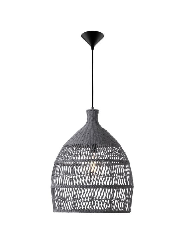 DESTIN Pendant light, Metal & Rattan, Grey colour, D:42*54.5*250